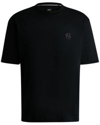 BOSS - Mercerized-Cotton T-Shirt With Double B Monogram - Lyst