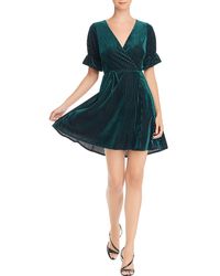 Aqua - Velvet Striped Wrap Dress - Lyst