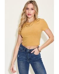 TRUEDAMES - Basic Bae Full Size Ribbed Round Neck Short Sleeve T-Shirt - Lyst