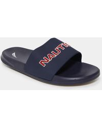 Nautica - Logo Embossed Slide Sandals - Lyst