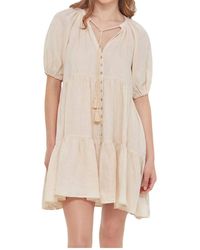 Dex - Button Front Tiered Mini Dress - Lyst