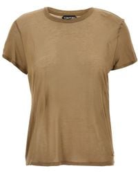Tom Ford - Bamboo Viscose T-Shirt With Front Metal Logo - Lyst