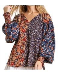 Umgee - Mixed Floral Print Blouse - Lyst