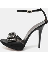 Ferragamo - Satin Bow Embellished Ankle Strap Sandals - Lyst