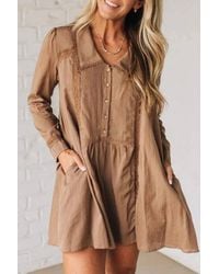 Lovesoft - Peter Pan Collar Mini Shirt Dress - Lyst