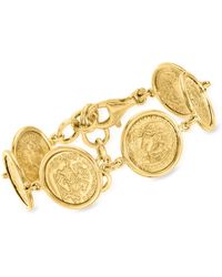 Ross-Simons - Italian 18kt Gold Over Sterling Replica Coin Bracelet - Lyst