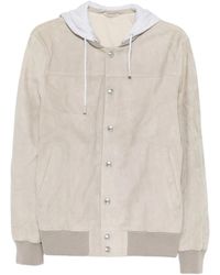 Eleventy - Suede-Texture Hooded Bomber Jacket - Lyst