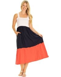 Duffield Lane - Feather Stretch Cotton Tiered Midi Dress - Lyst