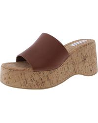 Steve Madden - Zillion Cork Faux Leather Platform Sandals - Lyst