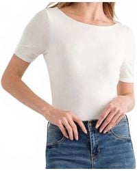 WASABI + MINT - Leah Scrunched Low Back Short Sleeve Bodysuit - Lyst