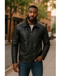 Infinity Leather - Warm Mid-Length Leather Biker Coat - Lyst