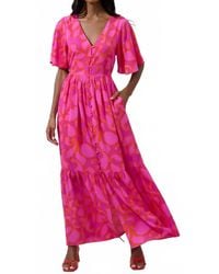 Sugarlips - Inara Floral Evianna Button Down Flutter Maxi Dress - Lyst
