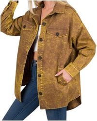 Zenana - Oversized Vintage Washed Shacket - Lyst