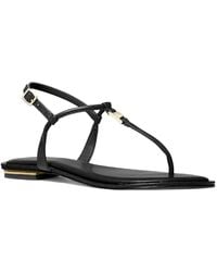 MICHAEL Michael Kors - Fanning Leather Ankle Strap Thong Sandals - Lyst