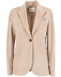 Circolo 1901 - Long Slim-Fit Jacket With Corduroy Texture And Tailored Silhouette - Lyst