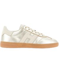 Hogan - Low-Top Leather Sneakers With Metallic Sheen And Logo Detail - Lyst