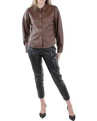 Steve Madden - Faux Leather Snap Front Shirt Jacket - Lyst