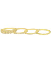 Allyanna Gifts - Moissanite Pave Cuban Link Beaded Stackable Bands Ring Set - Lyst