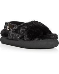 Moncler - Solarisse Fur Leather Faux Fur Slingback Sandals - Lyst