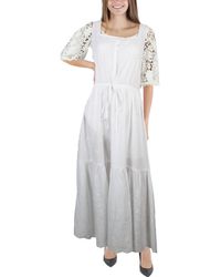 French Connection - Cecily Broderie Anglaise Lace Trim Long Maxi Dress - Lyst