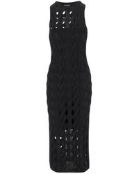Pinko - Viscose Blend Long Dress With Cut-Out Pattern - Lyst
