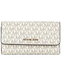 Michael Kors - Jet Set Travel Leather Large Trifold Wallet Clutch Ivory - Lyst