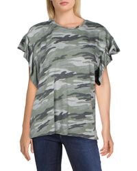 Elan - Camouflage Ruffled T-shirt - Lyst