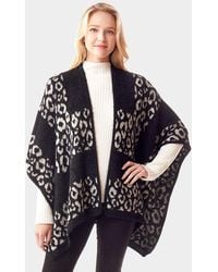 TRUEDAMES - Leopard Patterned Soft Fuzzy Ruana Poncho - Lyst