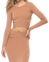 Kendall + Kylie - Compact Long Sleeve Crop Top - Lyst