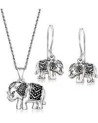 Ross-Simons - Sterling Silver Elephant Jewelry Set: Drop Earrings And Pendant Necklace - Lyst