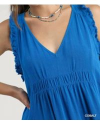 Umgee - Vee Neck Linen Dress - Lyst