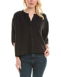 Johnny Was - Shirred Neck Button-down Blouse - Lyst
