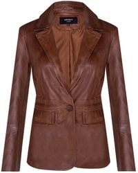 Infinity Leather - One Button Leather Blazer Jacket-Newhaven - Lyst