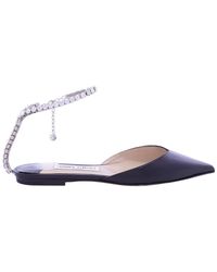 Jimmy Choo - Ladies Saeda Patent Leather Crystal Flats - Lyst