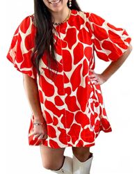 Umgee - Abstract Print Two Tone Dress - Lyst