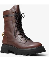 MICHAEL Michael Kors - Mk Caleb Burnished Leather Combat Boot - Lyst