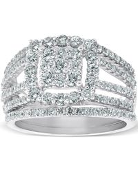 Pompeii3 - 1 5/8 Ct Diamond Cushion Halo Engagement Ring Wedding Band Set 10k White Gold - Lyst