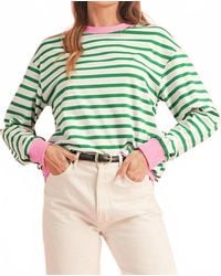 Shewin - Stripe Pullover With Trim Sweatshirt - Lyst