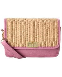 Persaman New York - Eva Straw & Leather Crossbody - Lyst