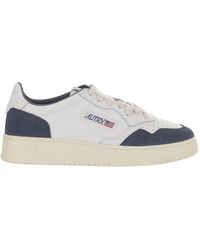 Autry - Round Toe Leather Sneakers With Suede Inserts And Logo Details - Lyst