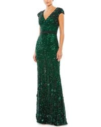 Mac Duggal - Embellished V-Neck Cap Sleeve Sequin Gown - Lyst