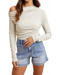 Anniewear - Melange Knit Jersey One Shoulder Ruched Top - Lyst