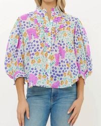 Oliphant - Ruffle Front Button Blouse - Lyst
