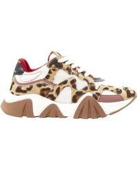 Versace - New Squalo Leopard Calfskin White Mesh Chunky Sneakers - Lyst