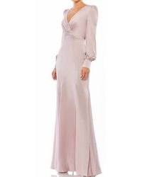 Mac Duggal - Satin Ruched Bishop Sleeve Gown - Lyst