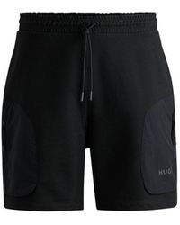 HUGO - Cotton-Terry Relaxed-Fit Shorts With Logo Print - Lyst