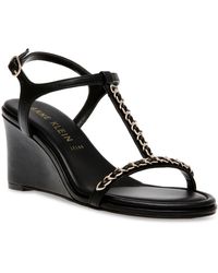 Anne Klein - Sloan Faux Leather Ankle Strap Wedge Sandals - Lyst