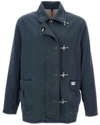 Fay - Iconic 4 Ganci Resinated Cotton Twill Jacket - Lyst