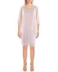 Connected Apparel - Petites Sheath Chiffon Overlay Cocktail Dress - Lyst