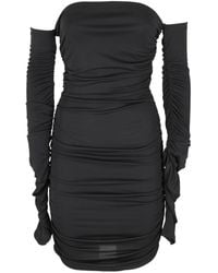 ANDAMANE - Mini Dress With Off-Shoulder Design And Draped Sides - Lyst